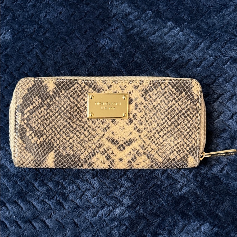 Michael Kors Beige and Black Snakeskin Wallet